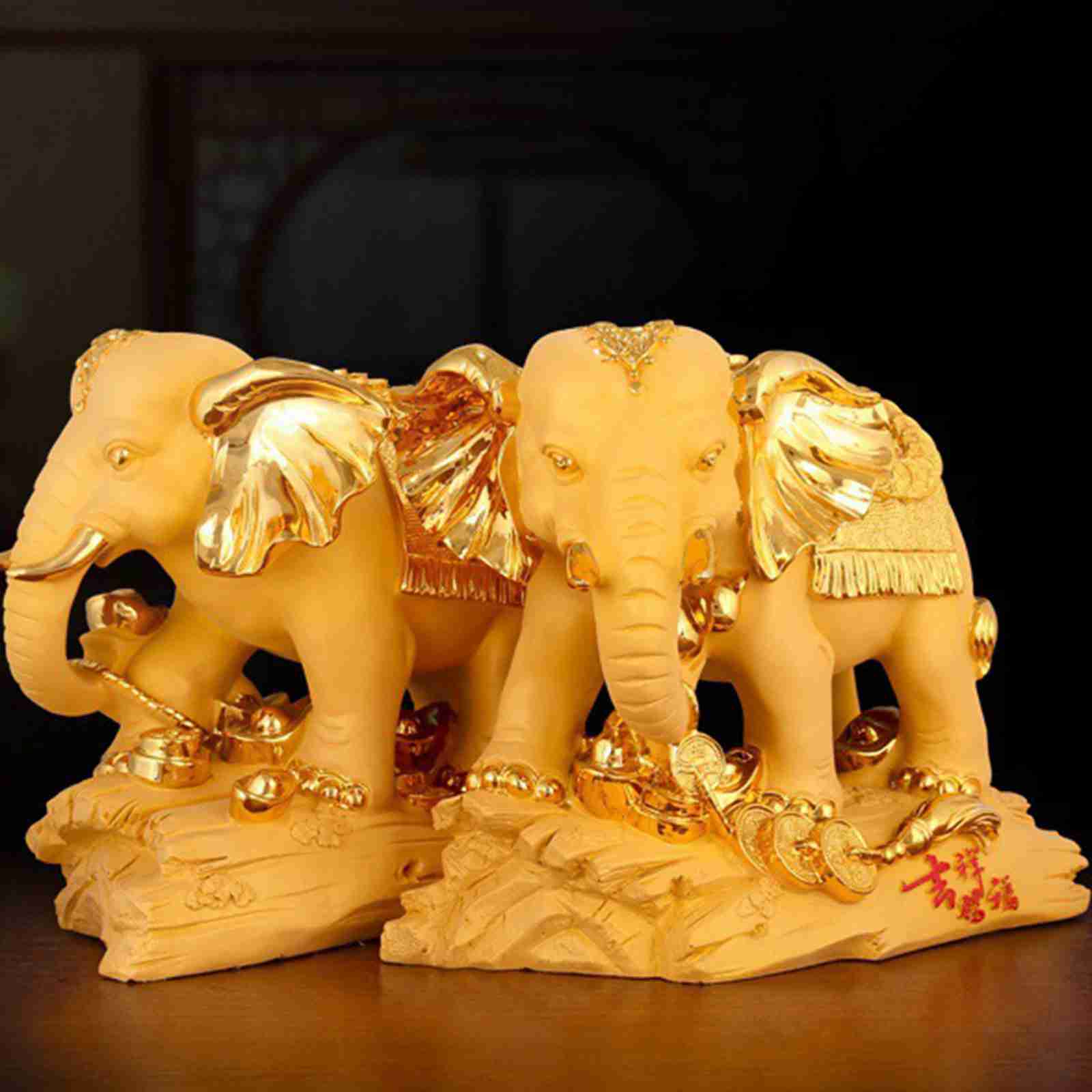 楽天市場】玄関飾り 象の置物 2体セット 置き物 ゾウの置物 風水象の像