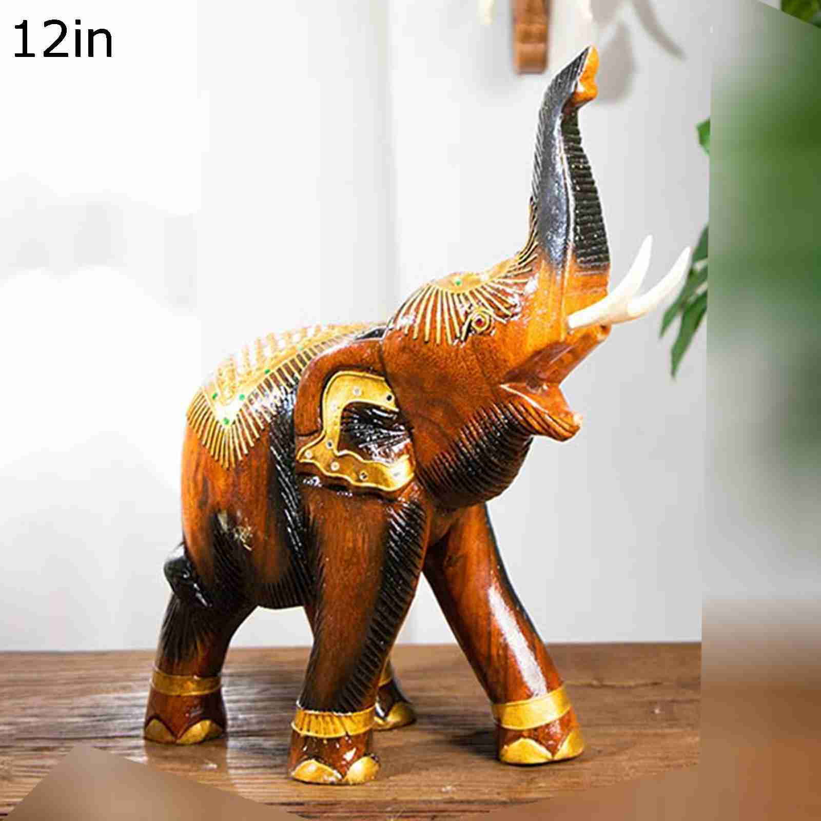 楽天市場】木彫り ゾウの置物 置き物 象の置物 風水象の像 クラフト