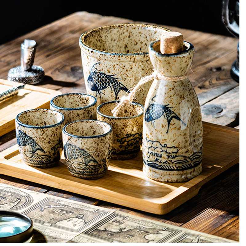 楽天市場】4点セット酒器 酒器セット 花柄 徳利1個 お猪口が2個セット