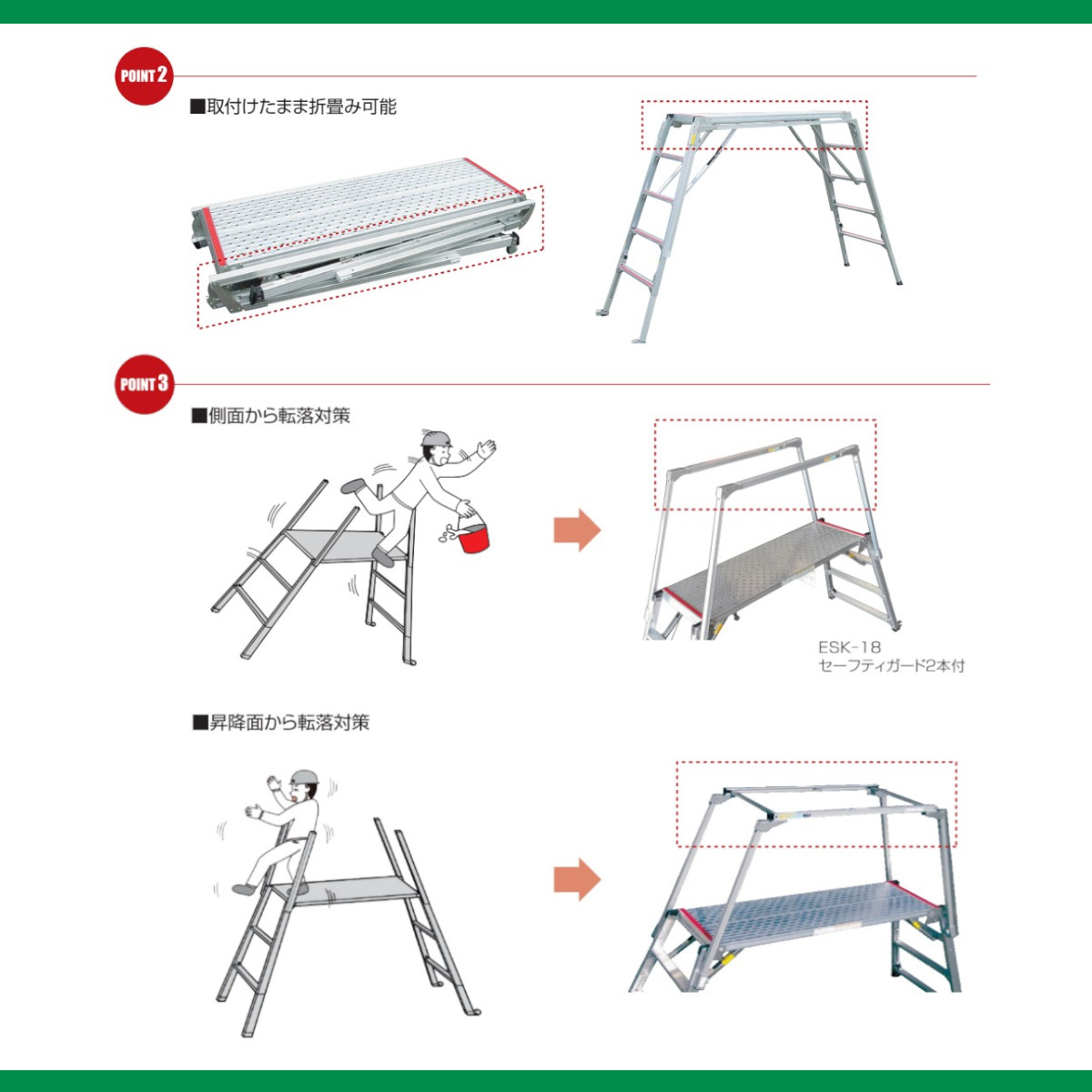 楽天市場】ナカオ 脚立 足場台 ESK-20 勇馬 妻側一体式 セーフティ