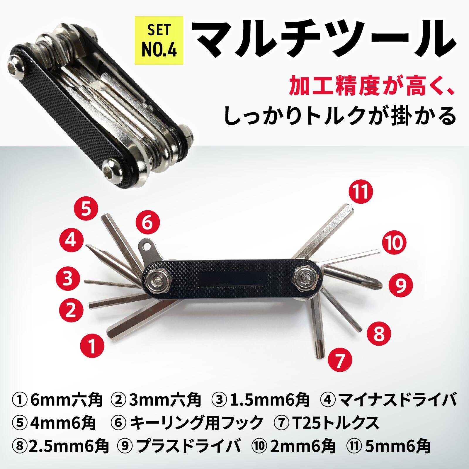 楽天市場】ギアトル ロードバイク 入門ツールセット 携帯工具SET