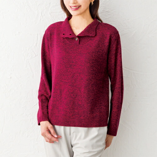 楽天市場】ニット セーター 長袖 ハイネック 襟付き レディース 日本製