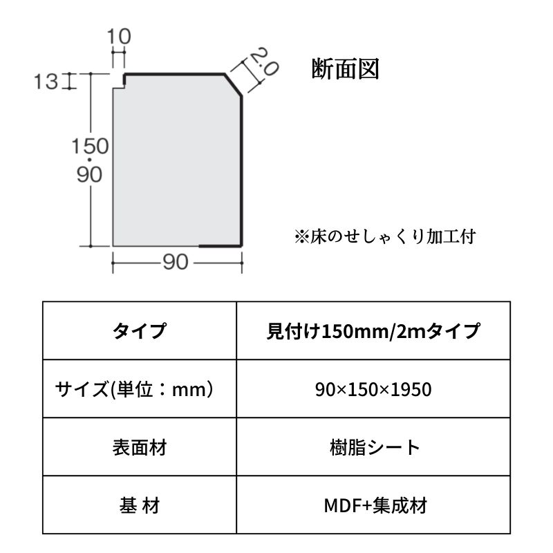 楽天市場】床造作材 LIXIL 住実ECO 上り框(玄関框) 見付け 150mm 2m