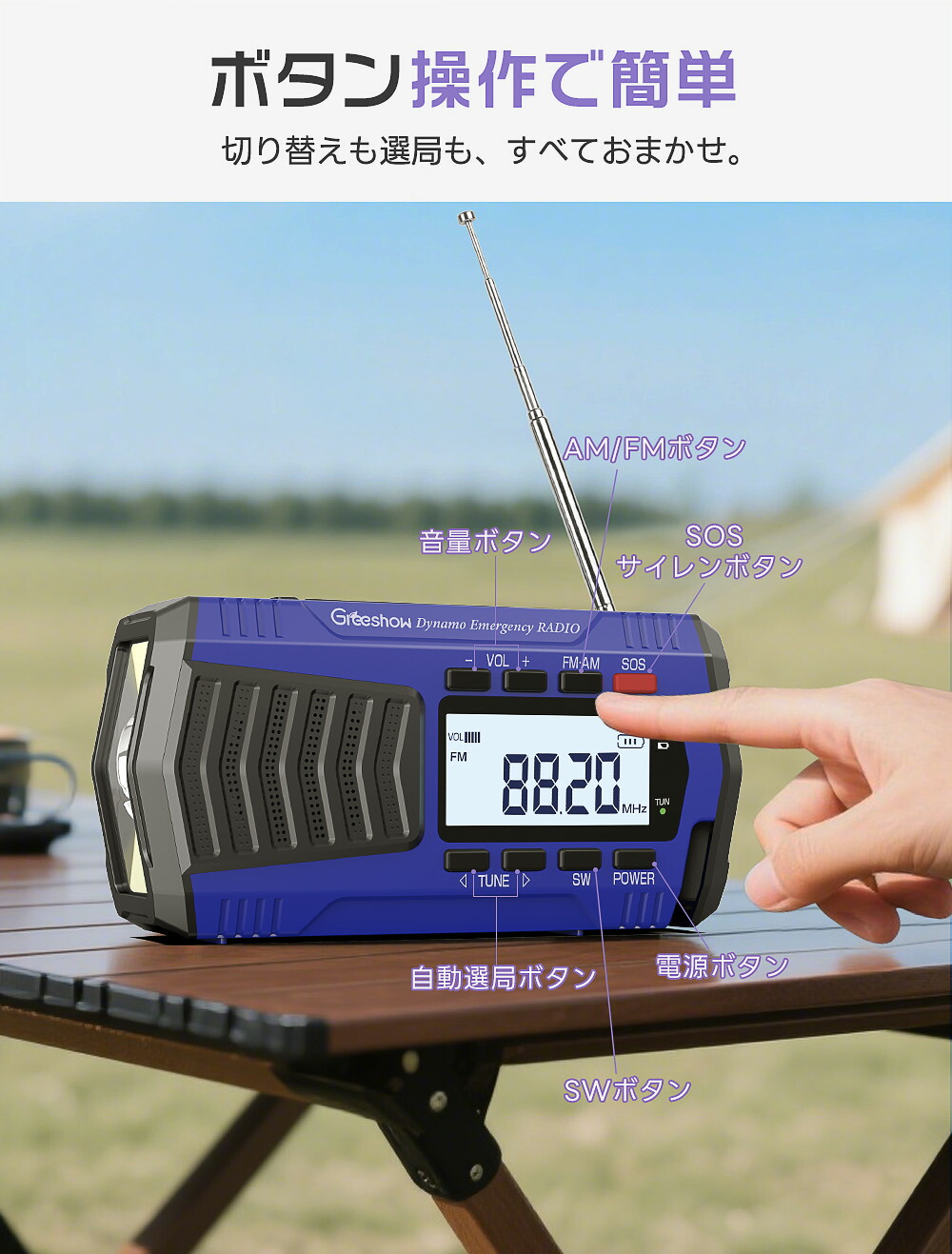 楽天市場】＼機械音痴でも大丈夫／ Greeshow 防災ラジオ 多機能