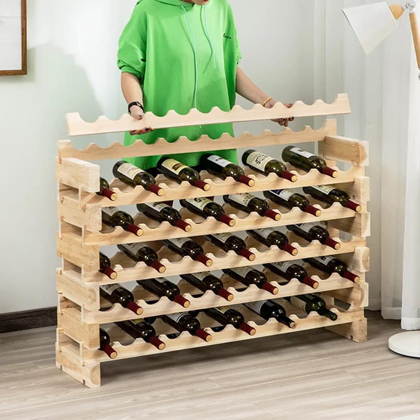 楽天市場】ワインラック ワインホルダー 木製 6段 積み重ね式 ホルダー