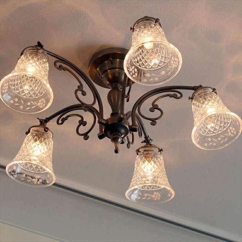 楽天市場】アンティーク調ガラスシェード シーリングシャンデリア
