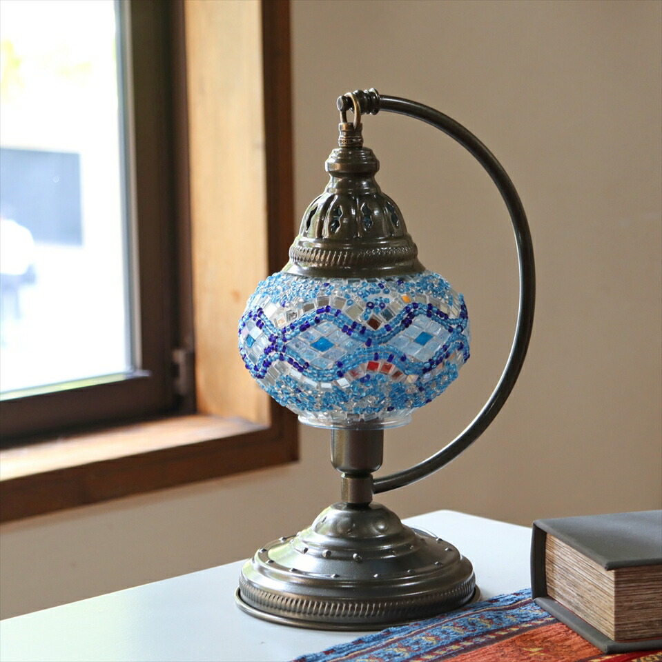 Oryu トルコランプ 吊り下げ ブルー青 ガラスビーズ 引掛シーリング