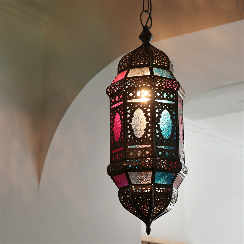 楽天市場】【10%OFFクーポン対象】モロッコランプ・ガラスペンダント