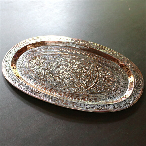 楽天市場】トルコ製・バクル（銅製品）のお盆・楕円形30.5×20cm