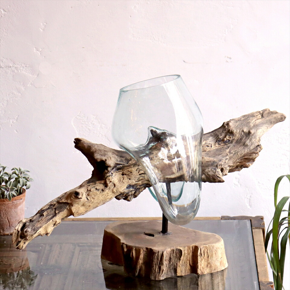 楽天市場】流木 ガラスベース 【現品お届け】 H35xW51xD26cm フラワー