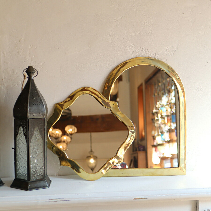 楽天市場】モロッコ ミラー ウォールミラー 真鍮ゴールド星形正方形