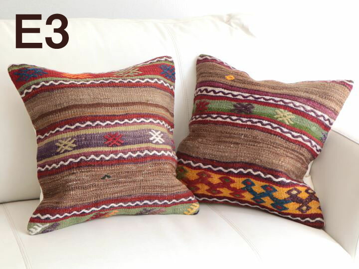 楽天市場】キリム クッションカバー 中綿つき2個セット/トルコオールド