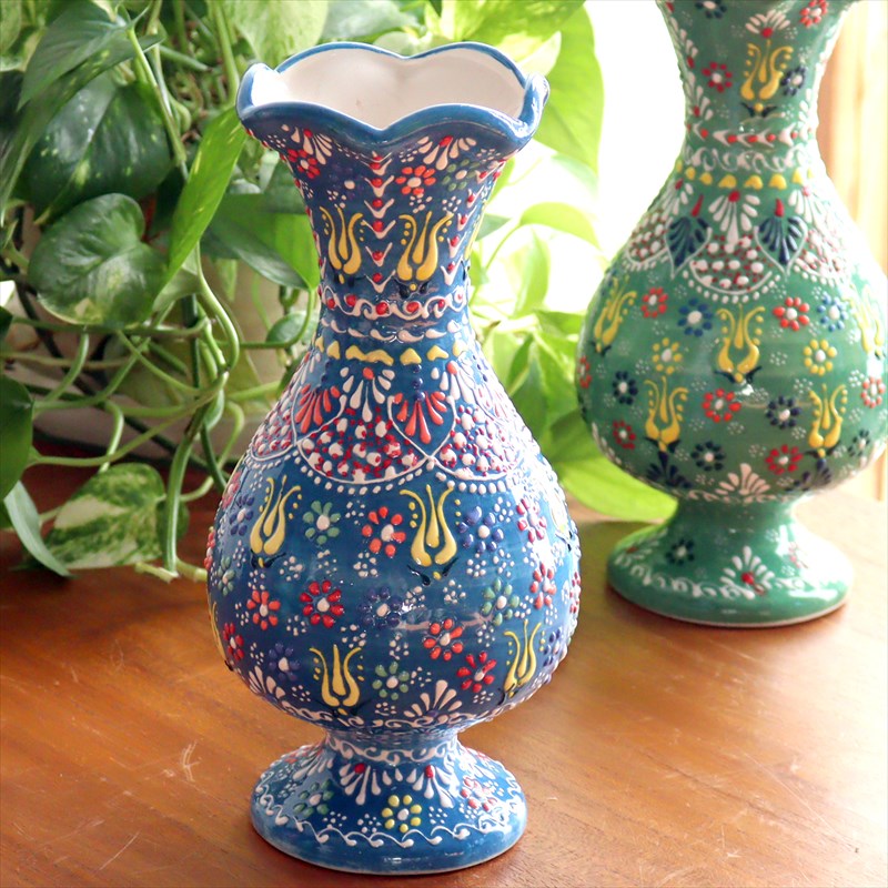 楽天市場】【30%OFFクーポン対象】トルコ陶器 花瓶 チューリップ型 L