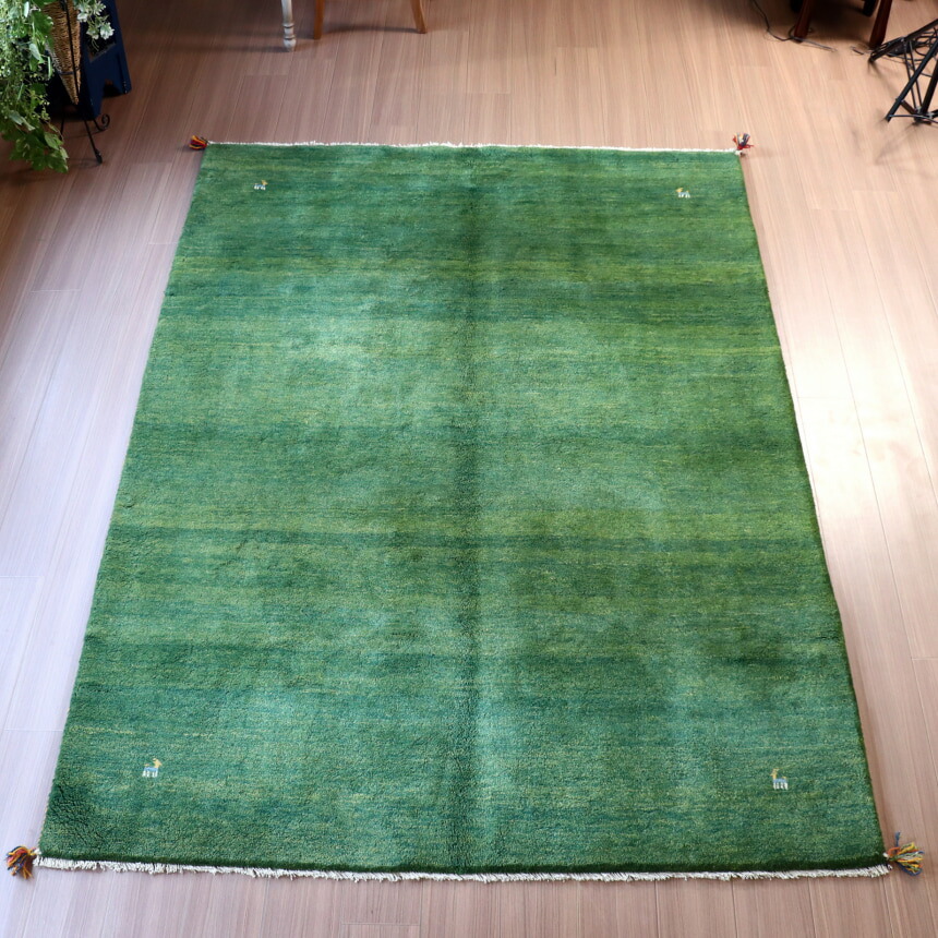 楽天市場】【15%OFFクーポン対象】ギャッベ グリーン 無地 シンプル