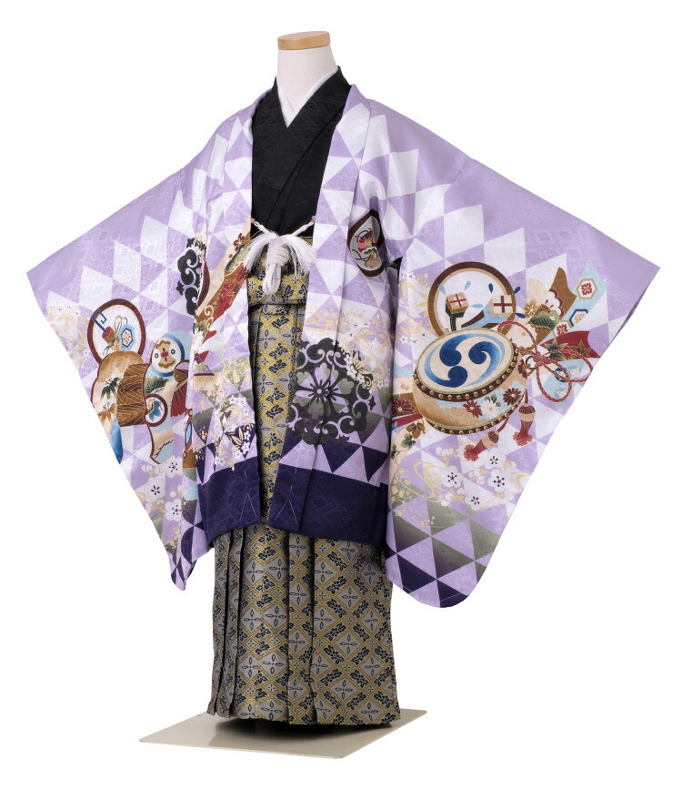 楽天市場】七五三 着物 男の子 五歳 13点フルセット 光 兜 軍配 紫