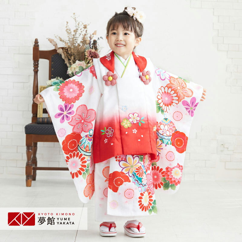 楽天市場】【レンタル】[七五三 着物 3歳 女の子] 三歳 「K115 白×白赤