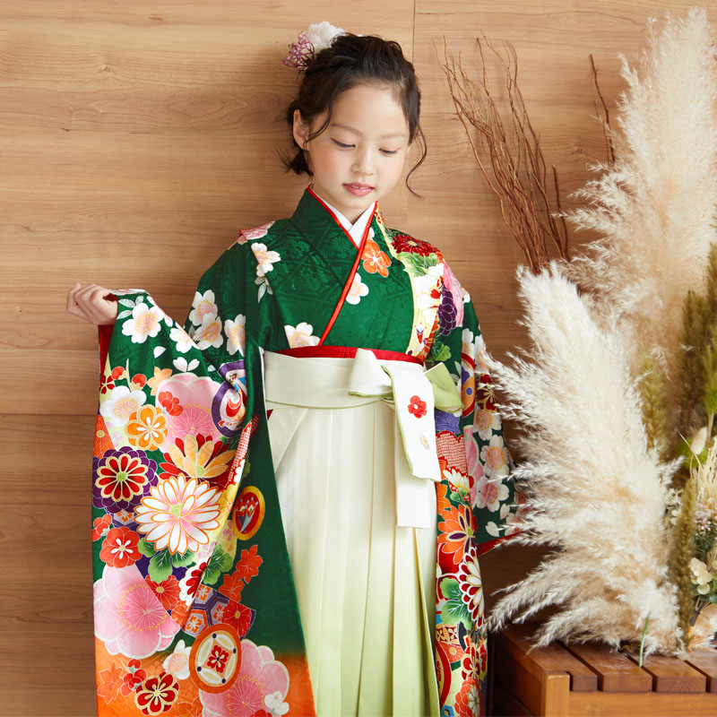 楽天市場】【レンタル】卒園式 袴 女の子 レンタル 【正絹】緑 熨斗に