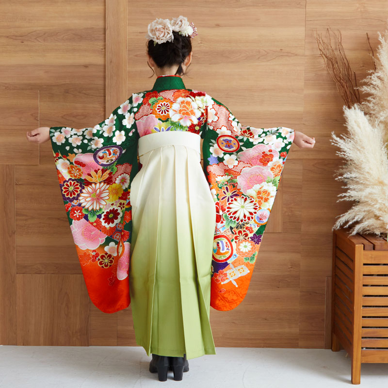 楽天市場】【レンタル】卒園式 袴 女の子 レンタル 【正絹】緑 熨斗に