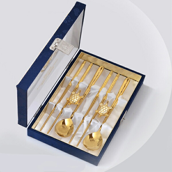 楽天市場】H.JIN 両班家 チタン金 箸スプーンペアセット 亀 高級箸