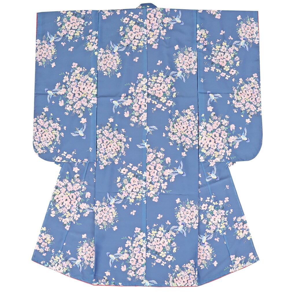 楽天市場】七五三 四つ身着物 3点セット 着物 長襦袢 重ね衿 青藤 小花