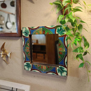 楽天市場】【送料無料】アンティークタイルミラー 正方形 ミラー 鏡