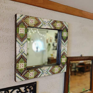 楽天市場】【送料無料】アンティークタイルミラー 正方形 ミラー 鏡