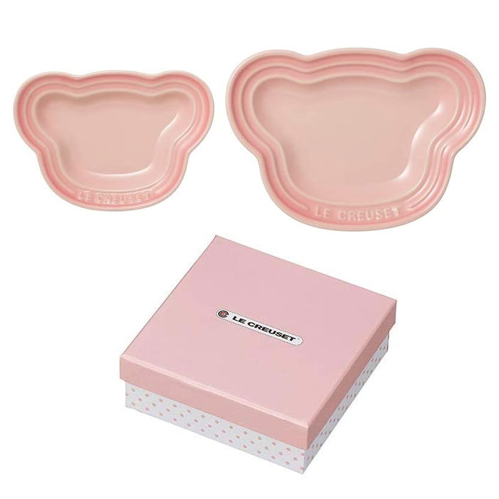 楽天市場】ルクルーゼ ベビー プレート セット ベア ミルキーピンク