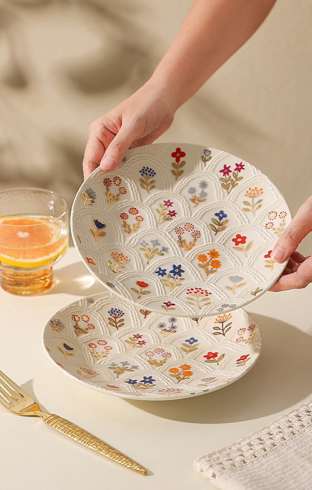 楽天市場】kiyokyou 美しい 花柄 プレート キラキラ ワンプレート