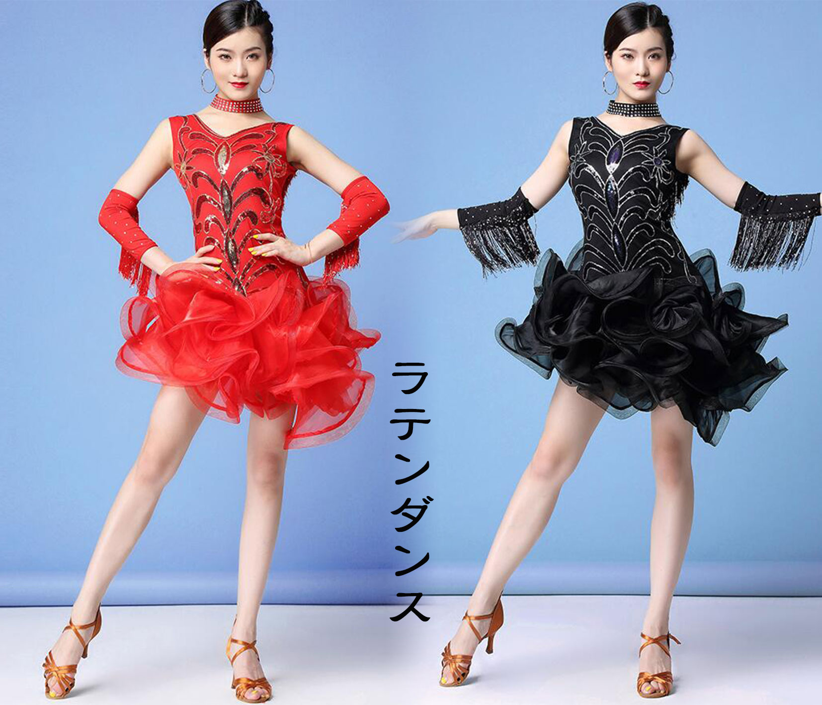 楽天市場】ダンスドレス ミニ丈 スパンコール ラテンダンス衣装 社交