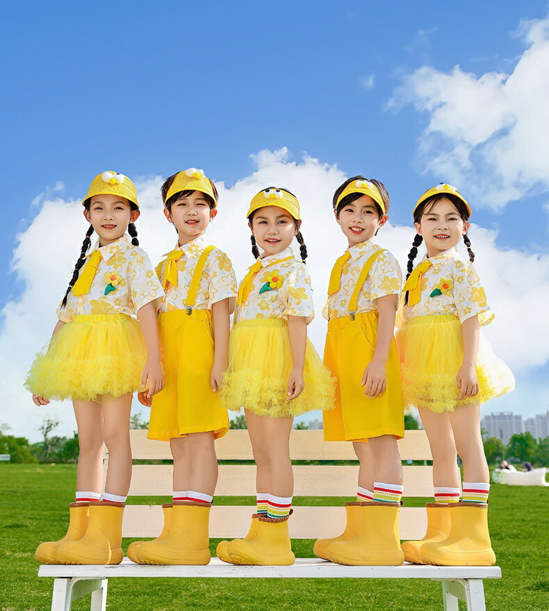 楽天市場】子供ダンス服 セット 上下セット 夏服 爽やか 黄色 制服