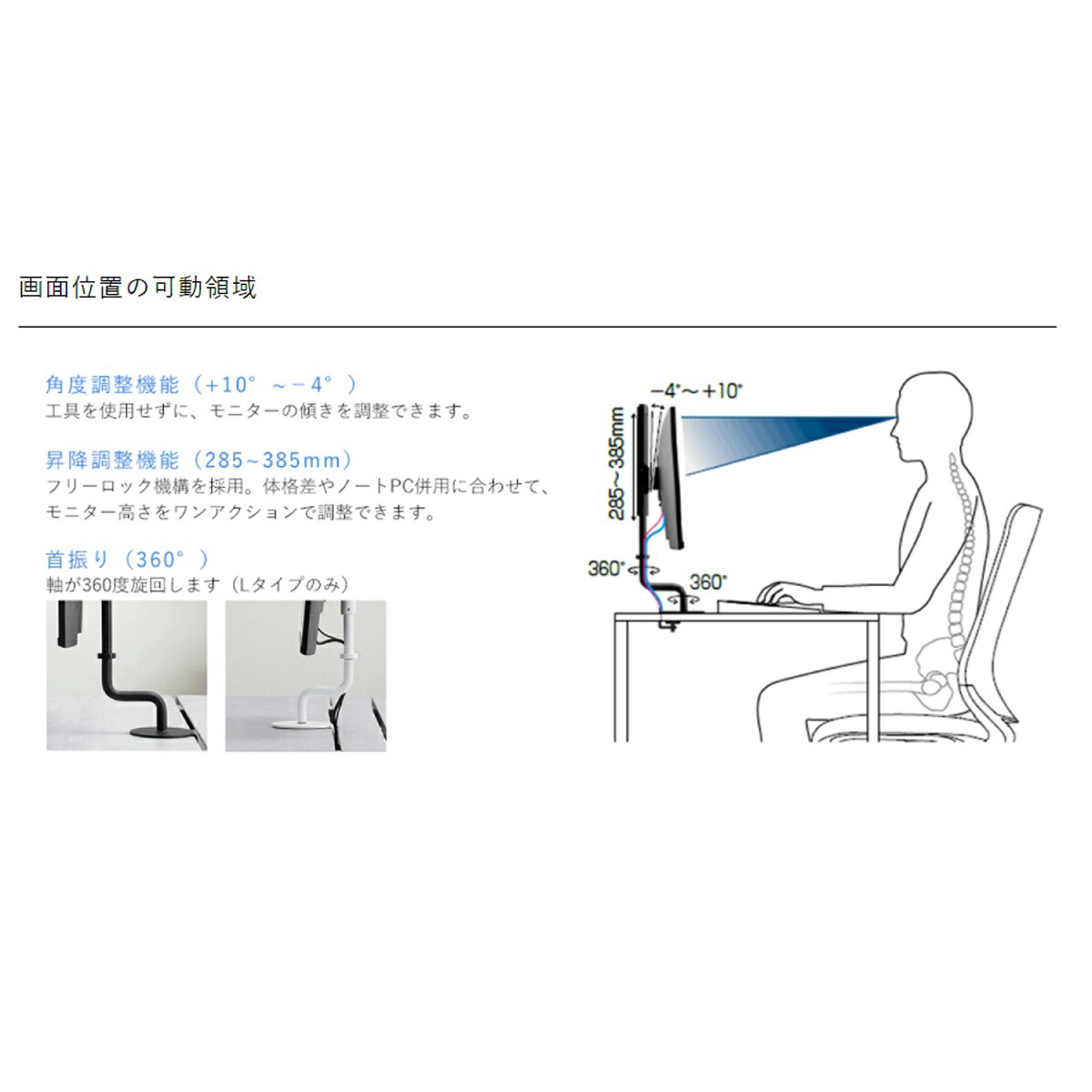 楽天市場】コクヨ モニターアーム Loopo ルーポ クランプ式 角度調整