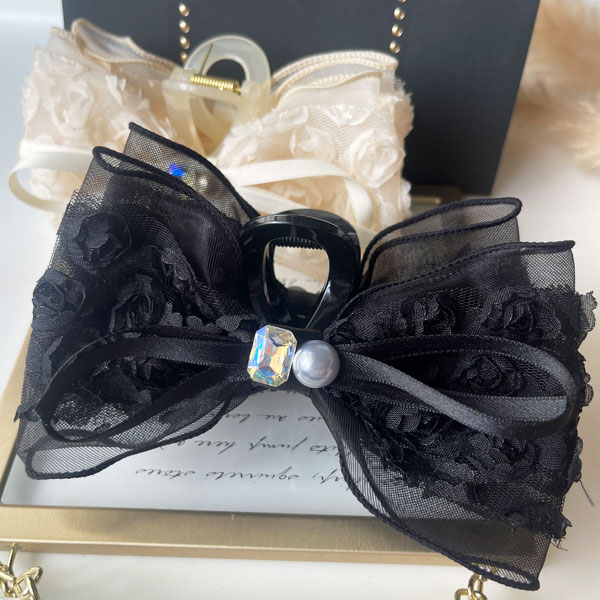 楽天市場】リボンへアクリップ☆送料無料☆ オーガンジーリボン 高級感