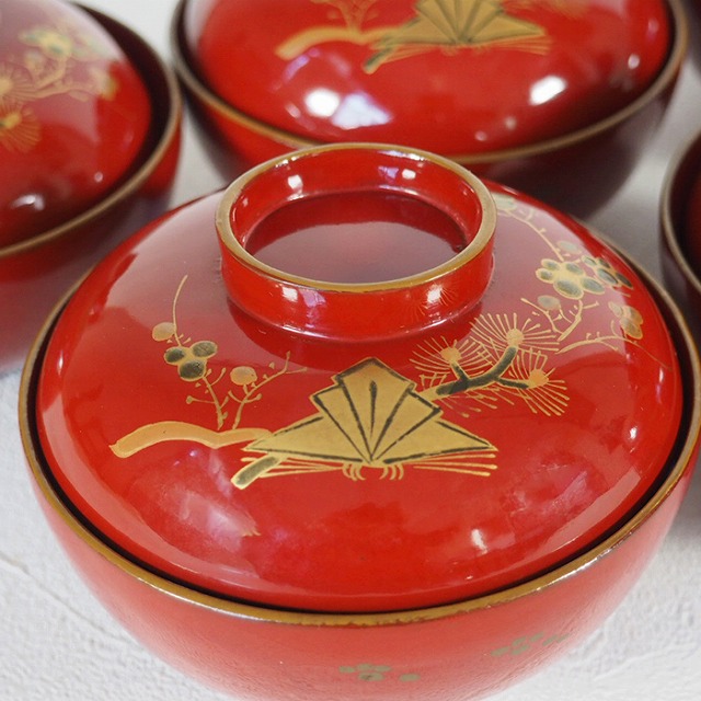 楽天市場】松竹梅文様 汁椀 10客組 0002漆器 天然木 漆 蒔絵会席 お椀