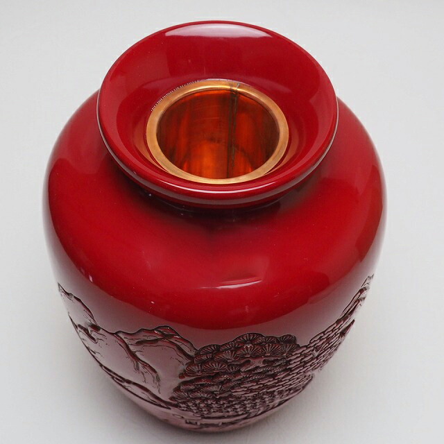 楽天市場】村上木彫堆朱 楼閣山水図花瓶 0001稲垣豊秋作 絵皿 漆器