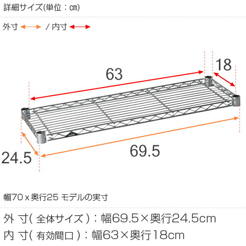 楽天市場】ルミナス 公式 ラック パーツ 棚 棚板 幅70 奥行25 ポール径