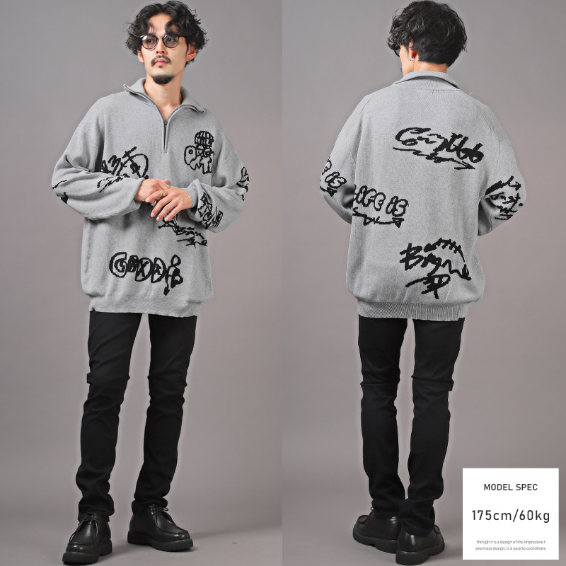 楽天市場】△送料無料△ ニット メンズ セーター ハーフジップ ロゴ