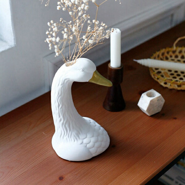楽天市場】スワン 白鳥 花瓶 セラミック 陶磁器 陶芸 花立て 華瓶 花器