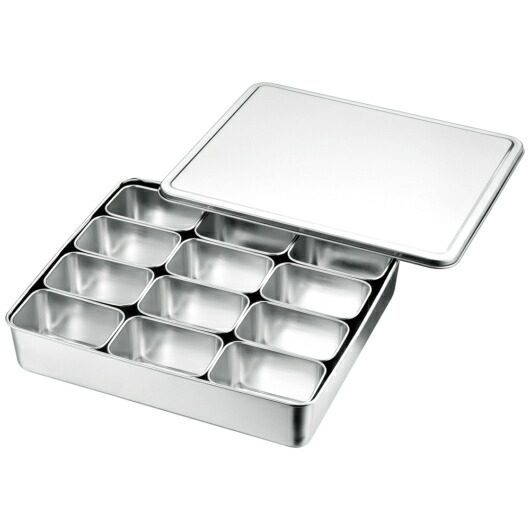 楽天市場】18-8ステンレス ミニ調味料入バット12ヶ入(66612)フタ付 432