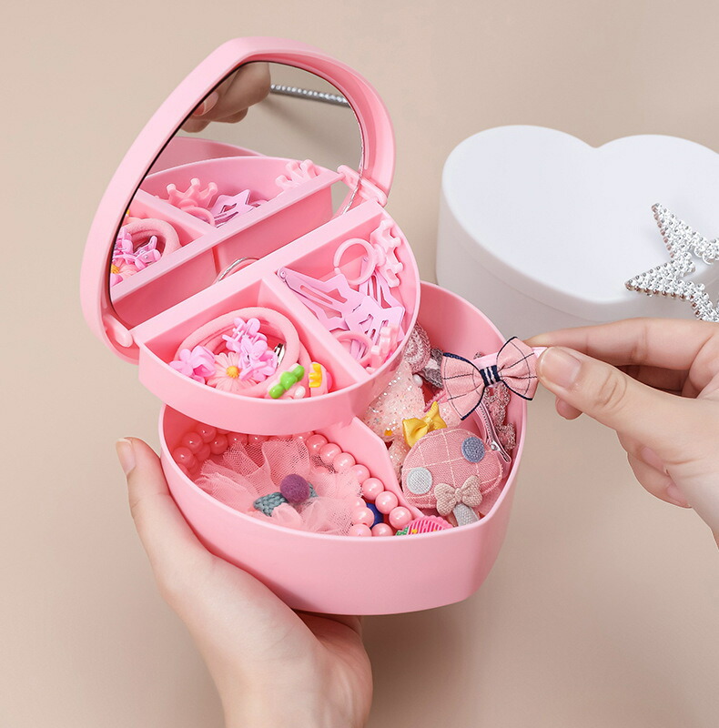 楽天市場】送料無料 アクセサリー収納ボックス 2段 ハート型 子供用