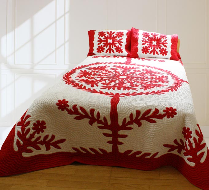 楽天市場】ハワイアンキルトベッドカバー 完成品 ハワイアンキルト