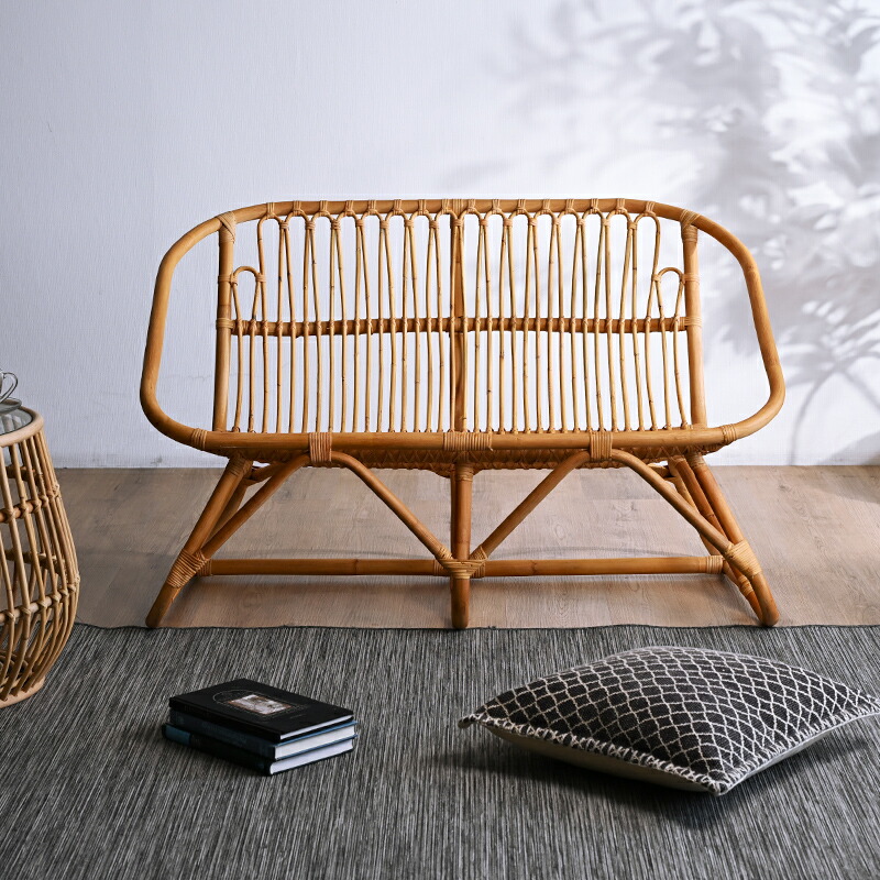 楽天市場】ラタンチェア 2人掛け ラタンソファ 110cm幅 二人用 2P