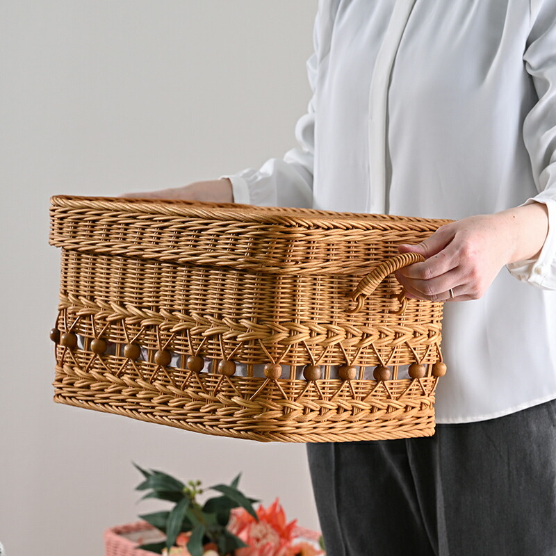 楽天市場】ラタンバスケット 蓋付き 籐かご ラタン 内布付き おしゃれ