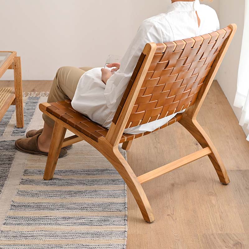 楽天市場】本革 チーク無垢材 ローチェア 木製 レザー 牛革 椅子