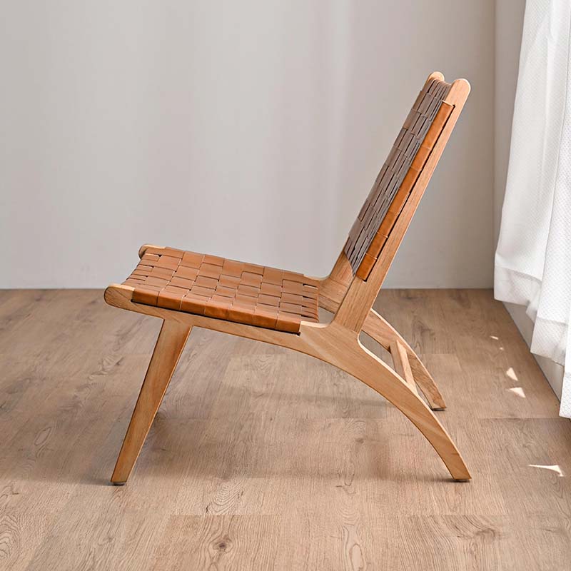 楽天市場】本革 チーク無垢材 ローチェア 木製 レザー 牛革 椅子
