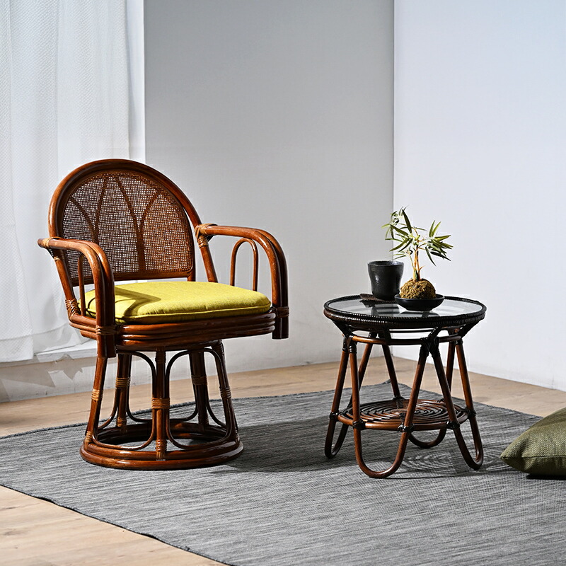 楽天市場】籐回転座椅子 籐 回転椅子 イス ラタンチェア 和 高座椅子