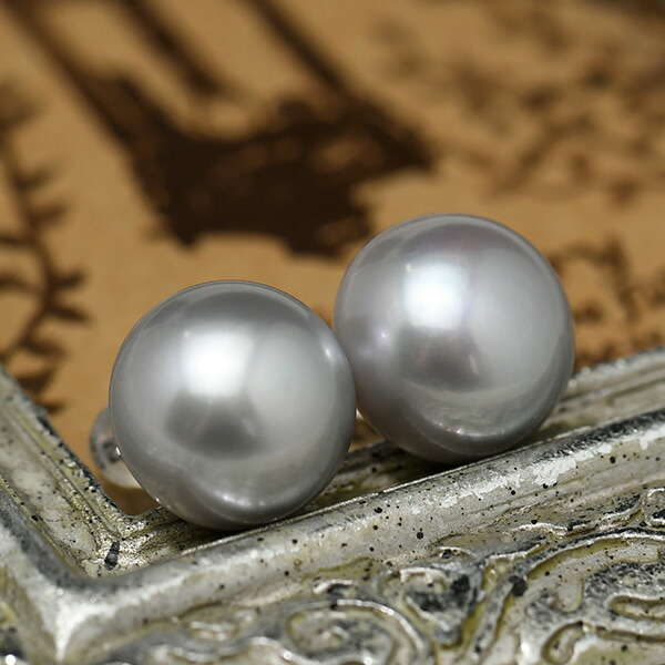楽天市場】13mm 特大 グレー ボタン 淡水真珠 ピアス/イヤリング 存在
