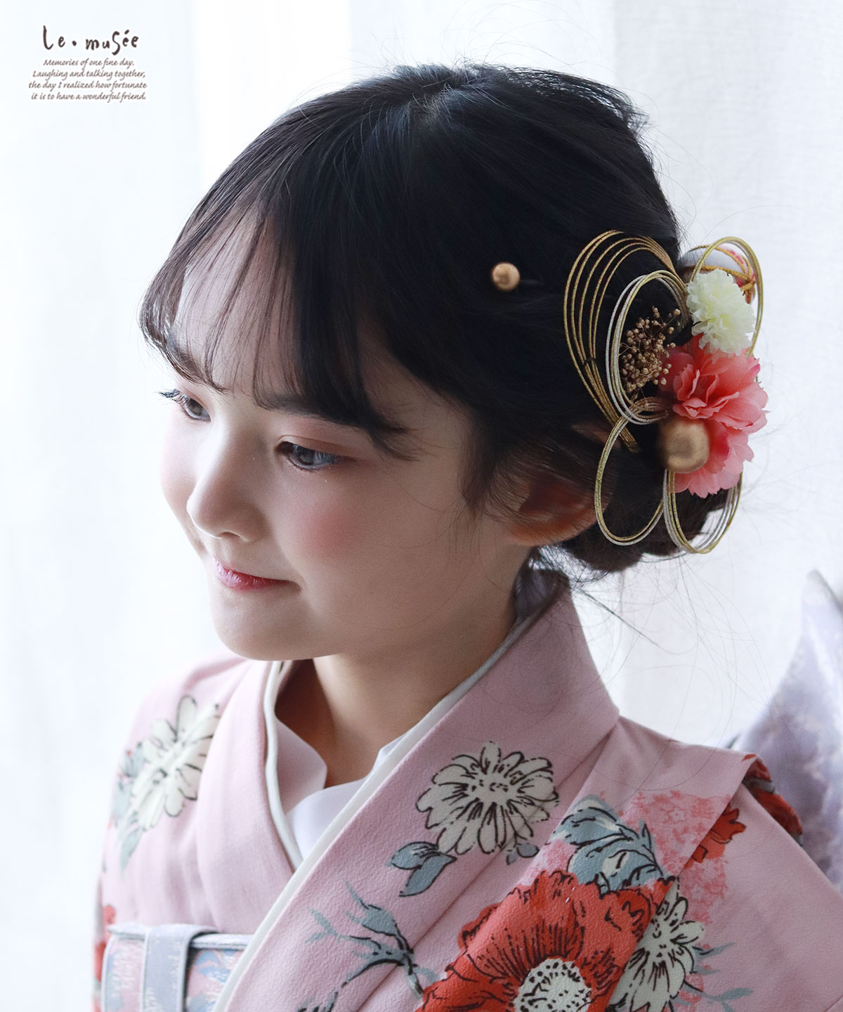 楽天市場】七五三 髪飾り 水引きフラワーと桃色ボール| 753 花 ヘッド