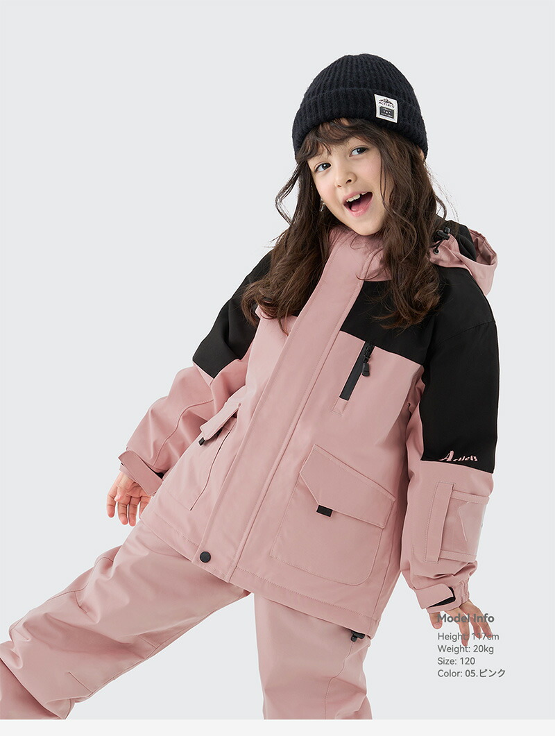 Woods 子ども用スキーウェア 黒/ピンク170cm Woods 子ども用スキー