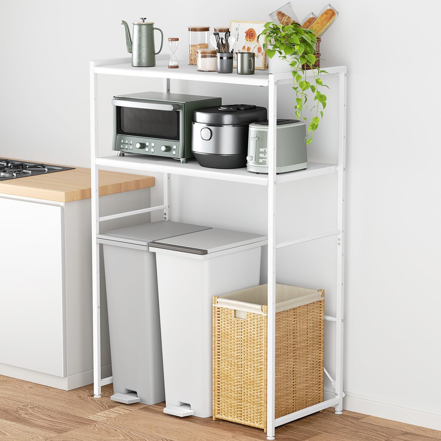 楽天市場】【幅伸縮可・上下調整可】ゴミ箱上ラック 電子レンジラック