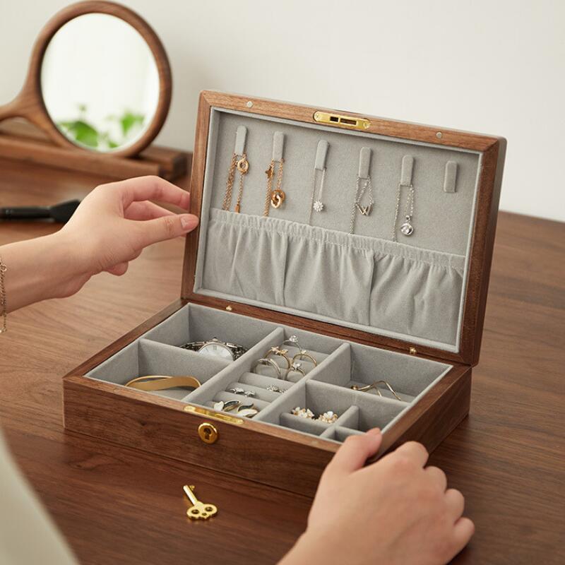 楽天市場】天然木 アクセサリーケースL 鍵付き 鍵なし 1段式 2段式